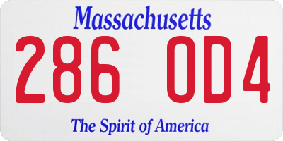 MA license plate 286OD4