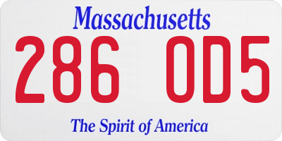 MA license plate 286OD5
