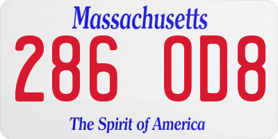 MA license plate 286OD8