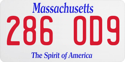 MA license plate 286OD9
