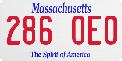MA license plate 286OE0