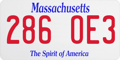 MA license plate 286OE3