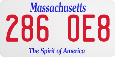 MA license plate 286OE8