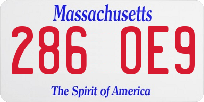 MA license plate 286OE9