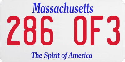 MA license plate 286OF3
