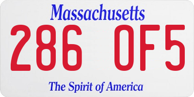 MA license plate 286OF5