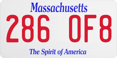 MA license plate 286OF8