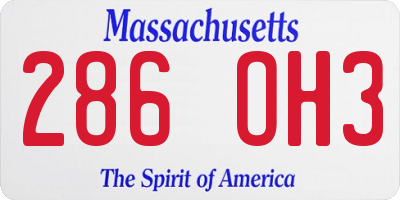 MA license plate 286OH3
