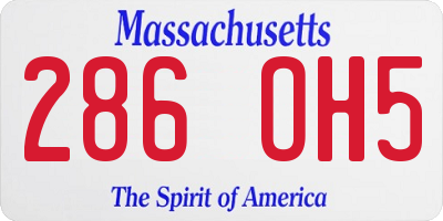 MA license plate 286OH5
