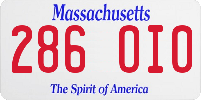 MA license plate 286OI0