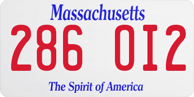 MA license plate 286OI2