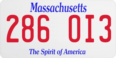 MA license plate 286OI3