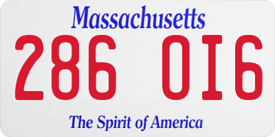 MA license plate 286OI6