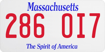 MA license plate 286OI7