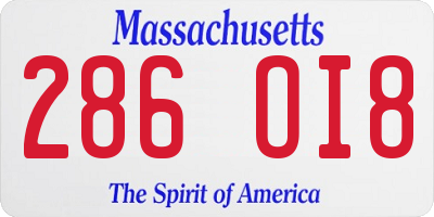 MA license plate 286OI8