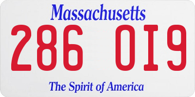 MA license plate 286OI9