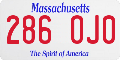 MA license plate 286OJ0
