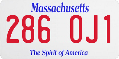 MA license plate 286OJ1