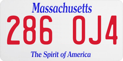MA license plate 286OJ4