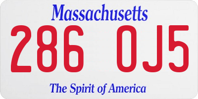 MA license plate 286OJ5