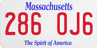 MA license plate 286OJ6