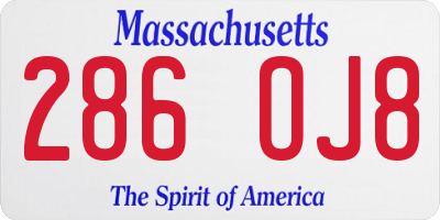 MA license plate 286OJ8