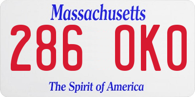 MA license plate 286OK0
