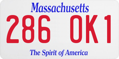 MA license plate 286OK1