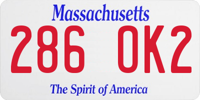 MA license plate 286OK2