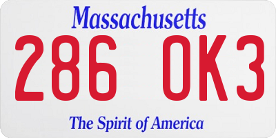 MA license plate 286OK3