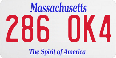 MA license plate 286OK4