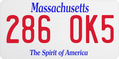 MA license plate 286OK5
