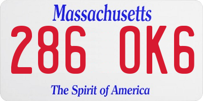 MA license plate 286OK6
