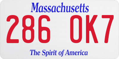 MA license plate 286OK7