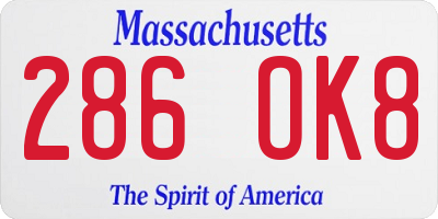 MA license plate 286OK8