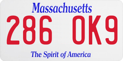 MA license plate 286OK9