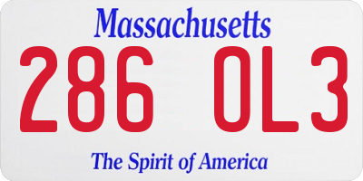 MA license plate 286OL3