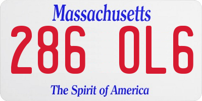 MA license plate 286OL6