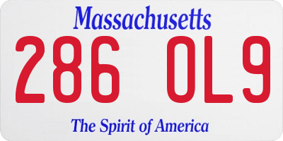 MA license plate 286OL9