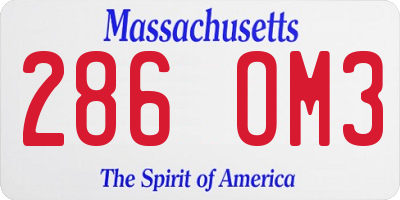 MA license plate 286OM3