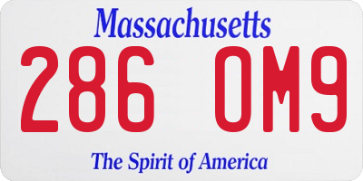 MA license plate 286OM9