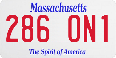 MA license plate 286ON1