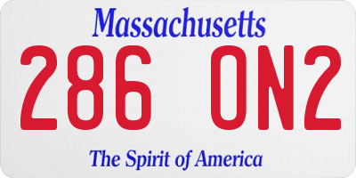 MA license plate 286ON2