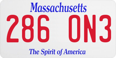MA license plate 286ON3