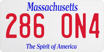 MA license plate 286ON4