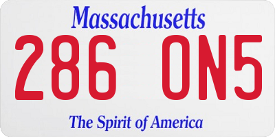 MA license plate 286ON5