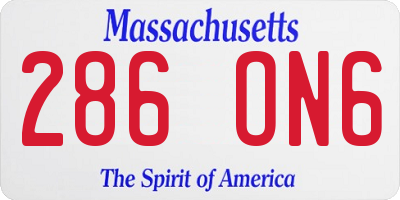 MA license plate 286ON6