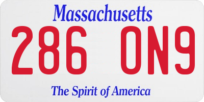 MA license plate 286ON9
