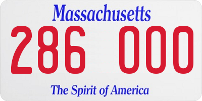 MA license plate 286OO0