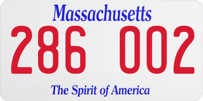 MA license plate 286OO2